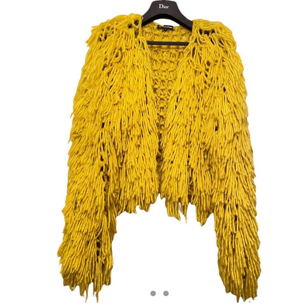 Fuzzy yellow shag jacket from pretty little thing